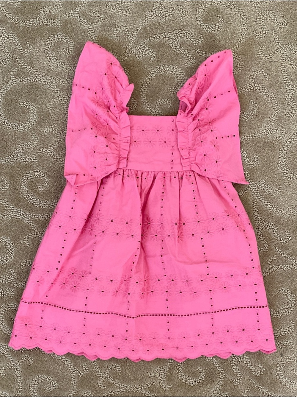 Zara Bright Pink Eyelet Ruffle Sundress